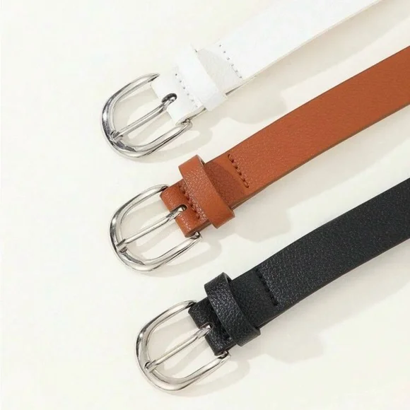 Women's Leather Belt Set - Black, White, and Brown - Picture 6 of 7